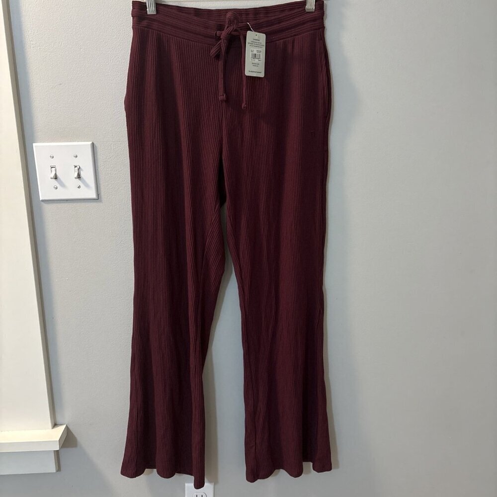 Tommy John Women’s Brushed Rib Wide Leg Lounge Pants Soft Port Royale Maroon SM